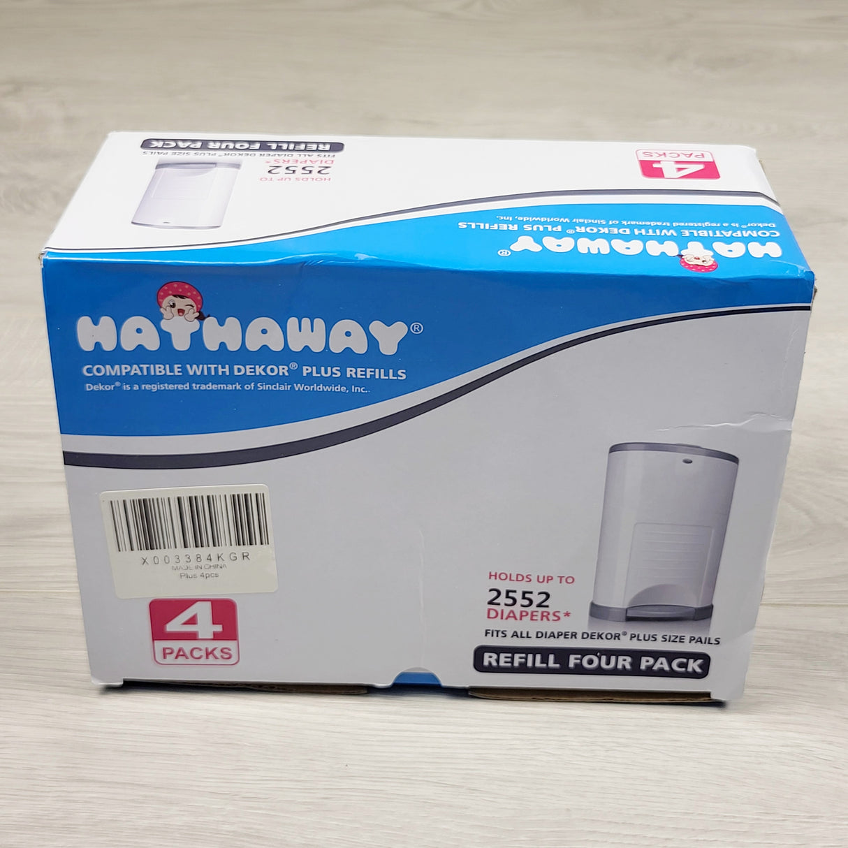 NEW - Hathaway brand 4-pack of diaper pail refills compatible with Dekor pails.
