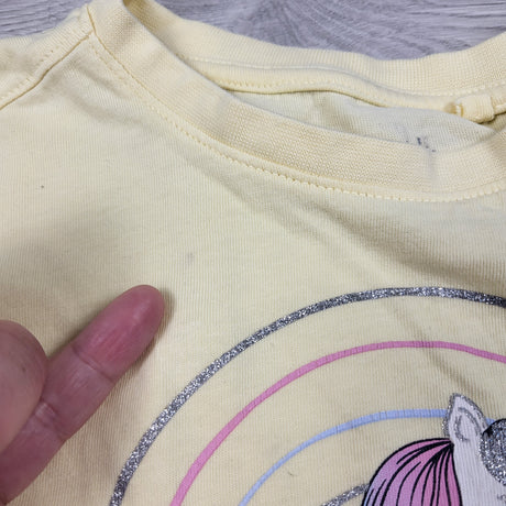 Anko yellow "Believe" t-shirt with unicorn. Size 6 - AS IS
