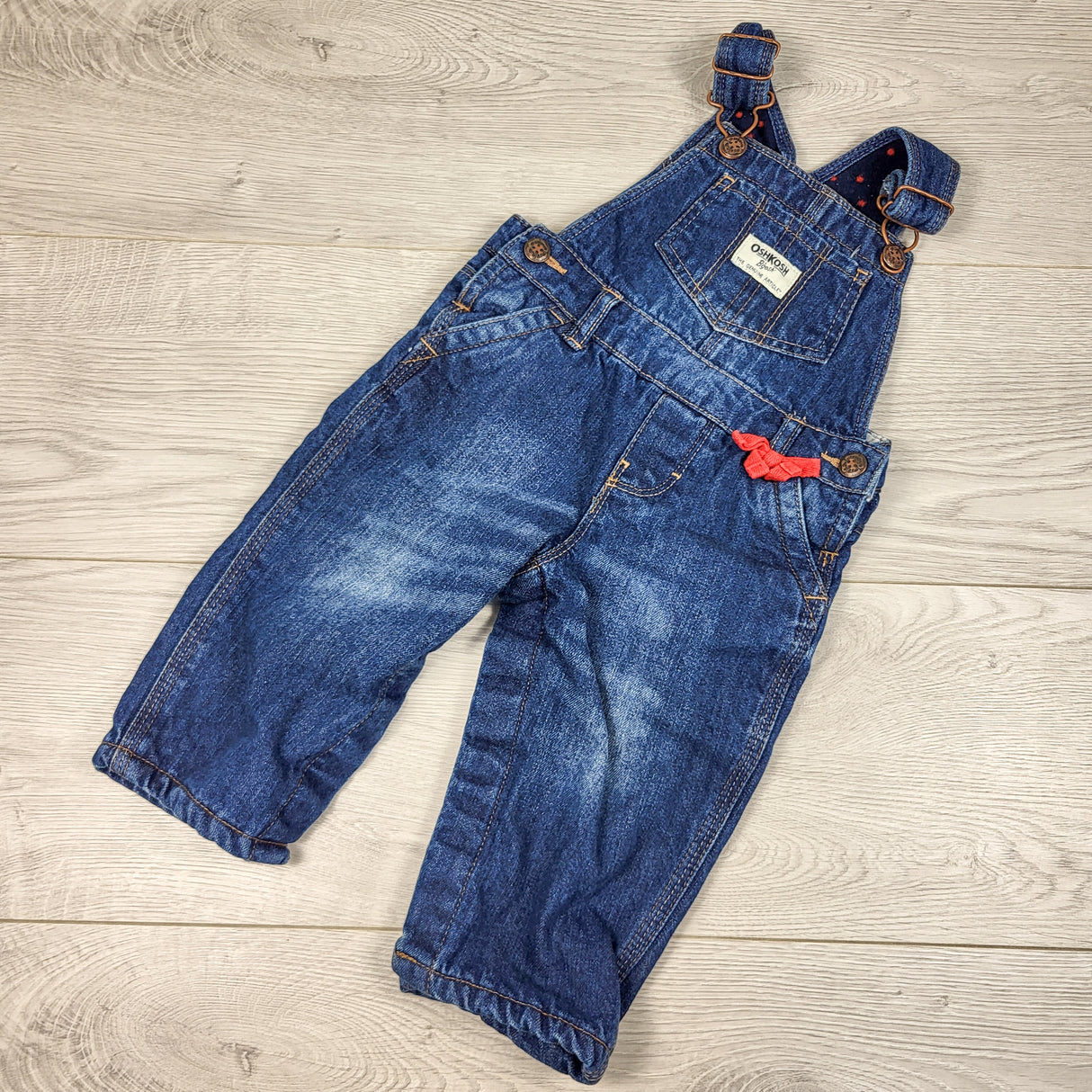 Oshkosh fleece lined denim overalls. Size 9 months