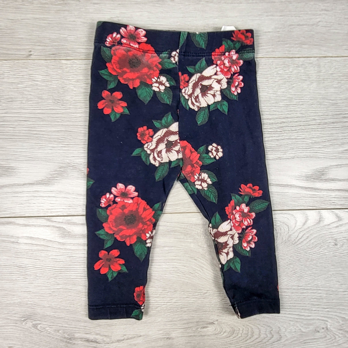 Joe navy leggings with flowers. Size 6-12 months