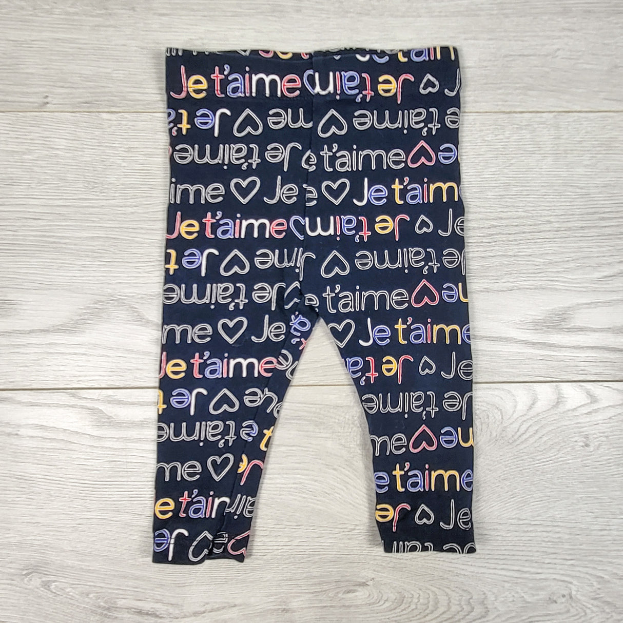Joe navy "Je t'aime" leggings. Size 6-12 months
