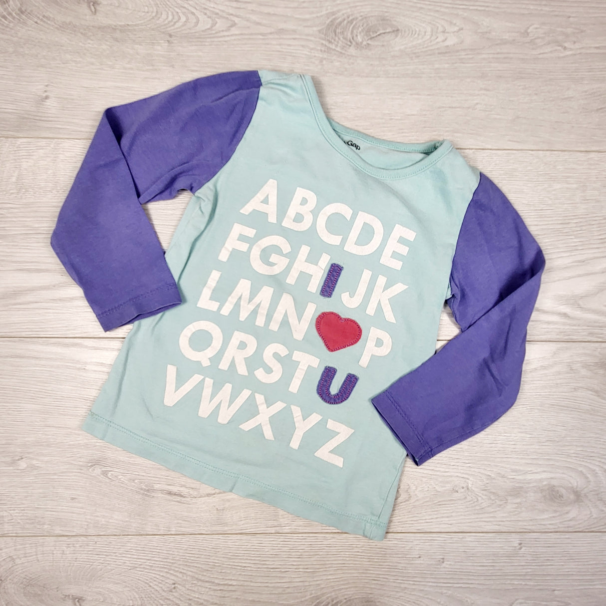 Gap blue and purple " I Love You" alphabet top. Size 4T