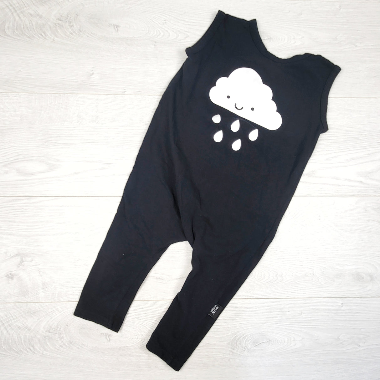 Whistle and Flute black rain cloud romper. Size 2T