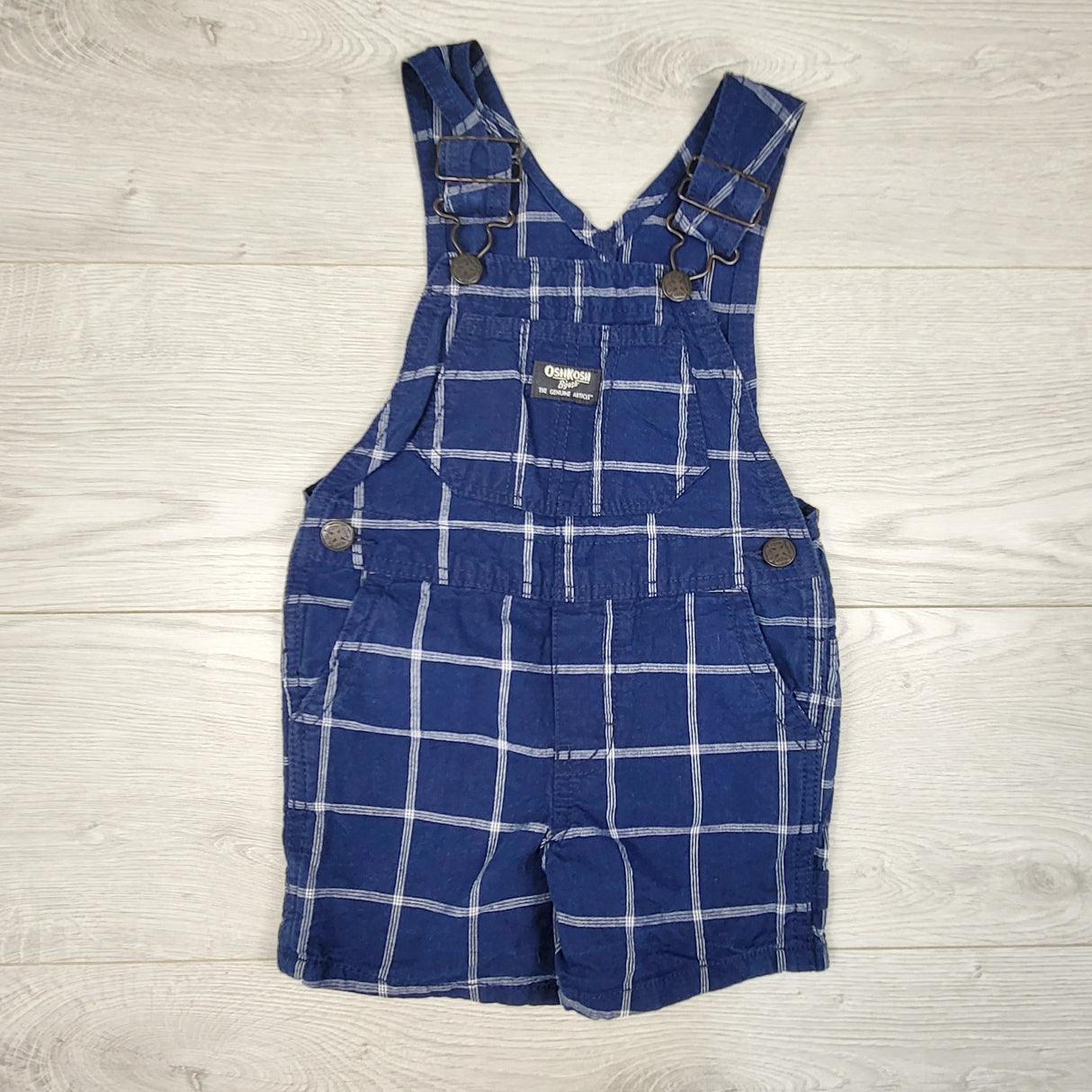 Oshkosh blue checked shortalls. Size 2T