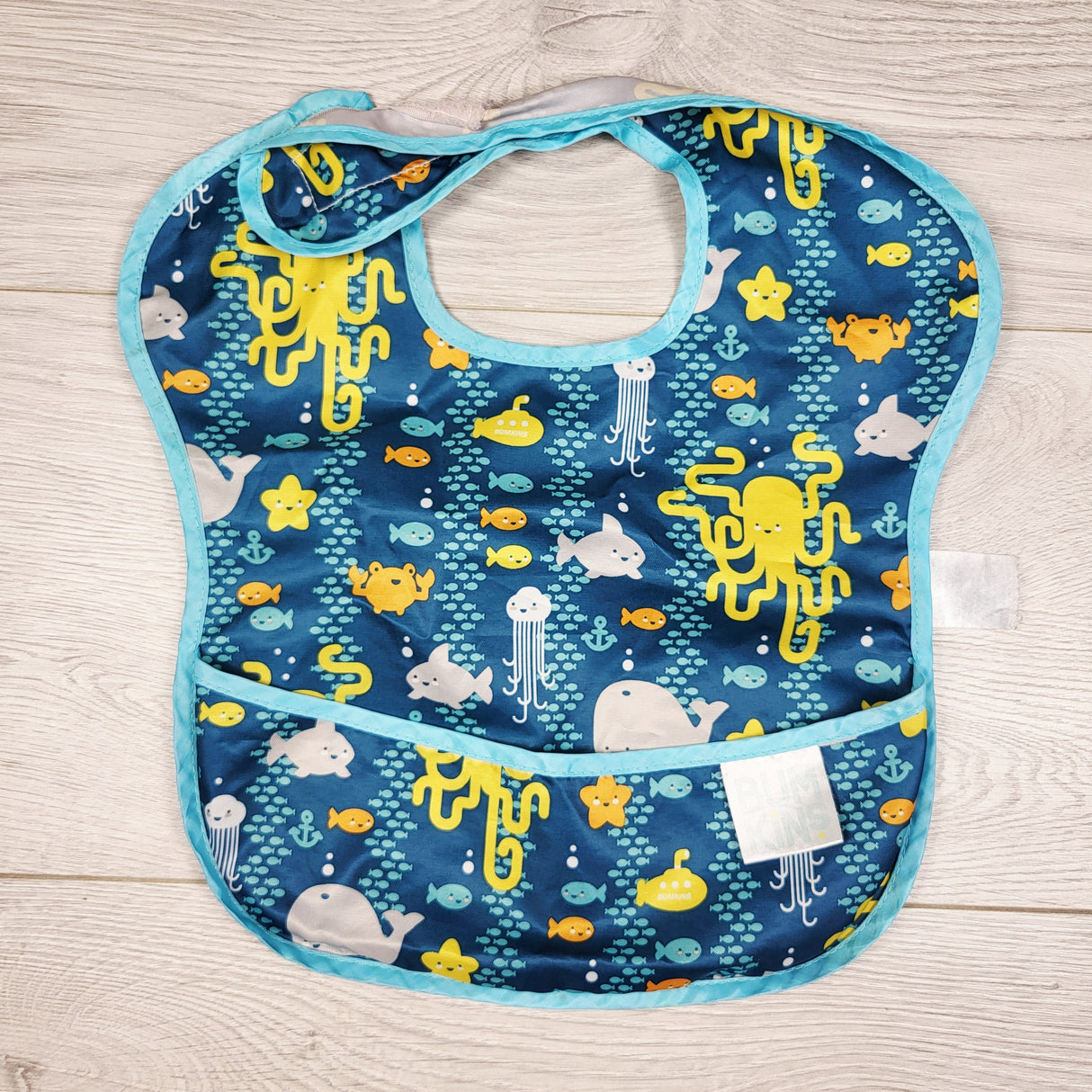 Bumkins teal "sea friends" bib