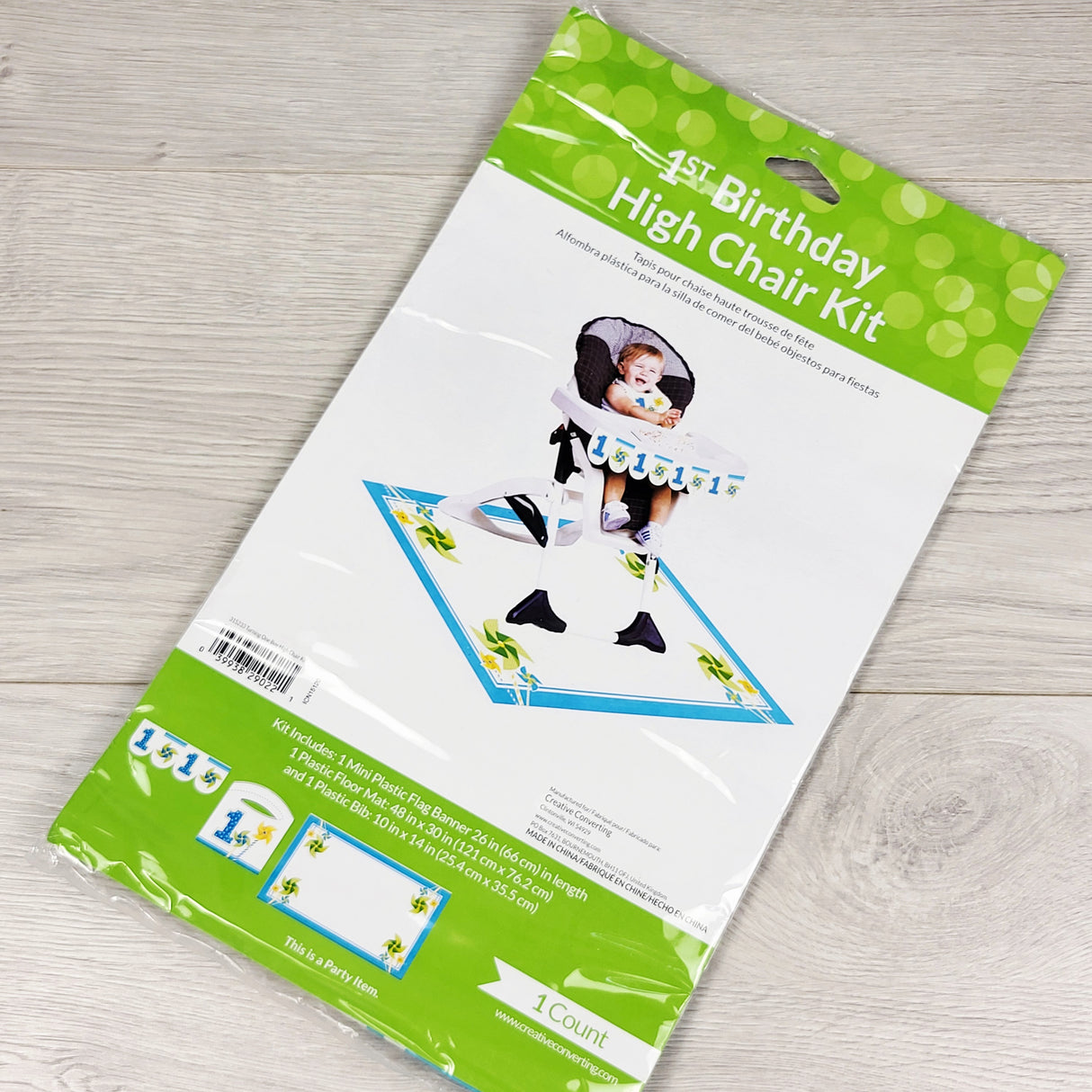 NEW - Creative Converting "Turning One - Boy" Pinwheel 1st Birthday High Chair Kit