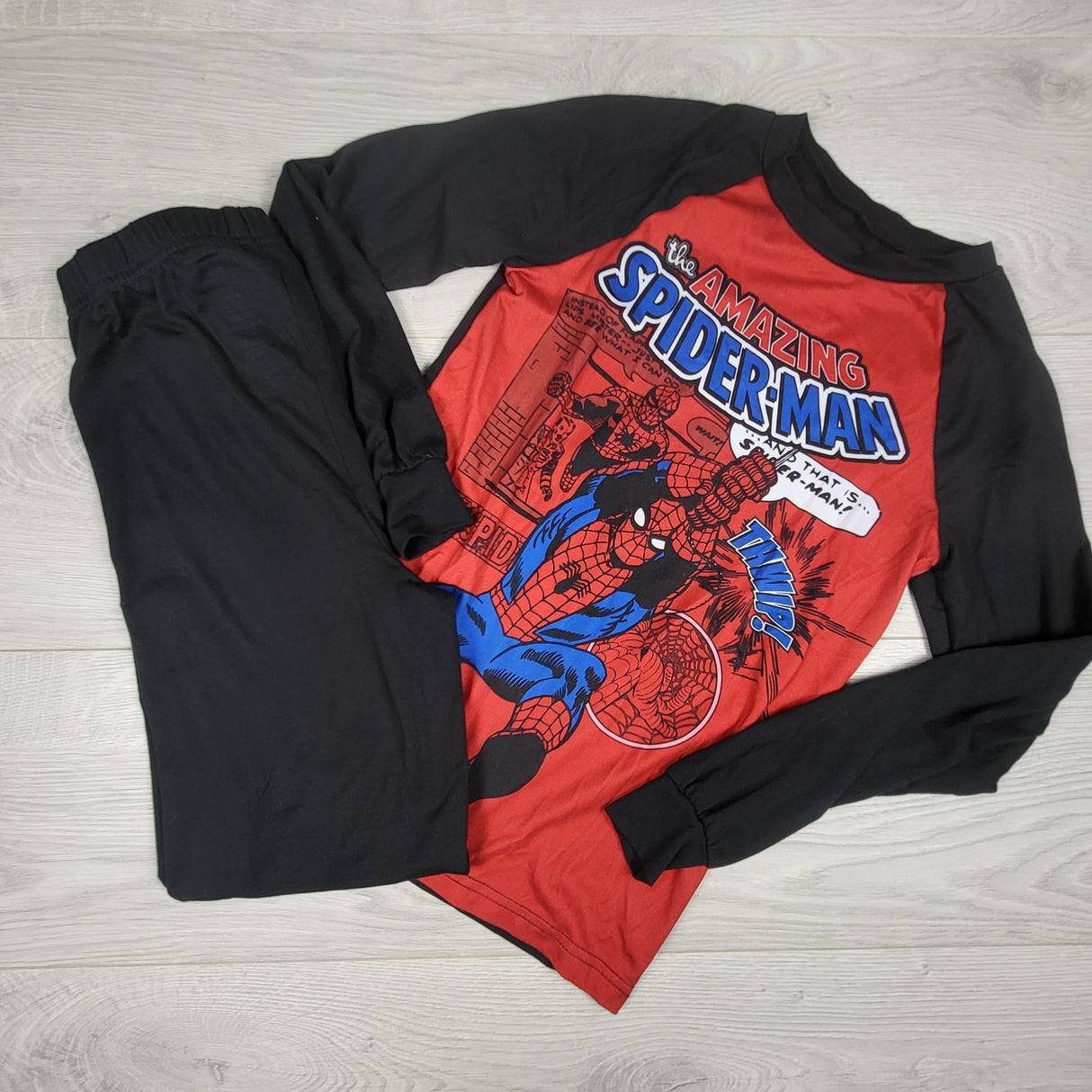 Black and red Spider-man PJs. Size 7/8