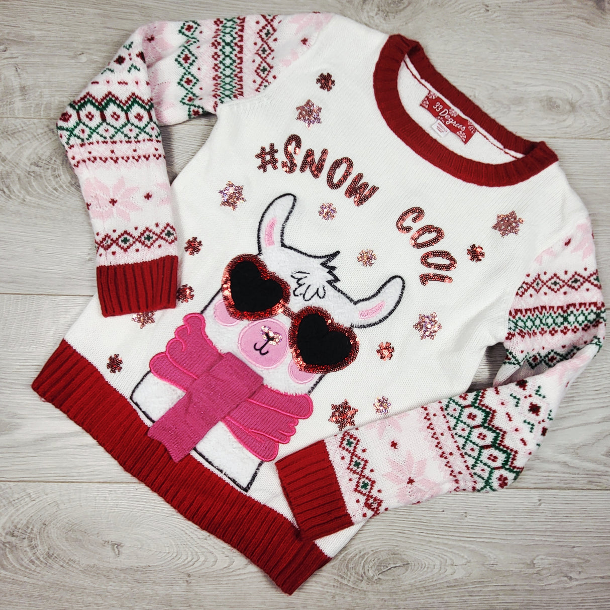 33 Degrees sweater with llama. Size 10/12