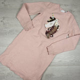Children's Place pink sweater dress with sequin unicorn. Size 10/12