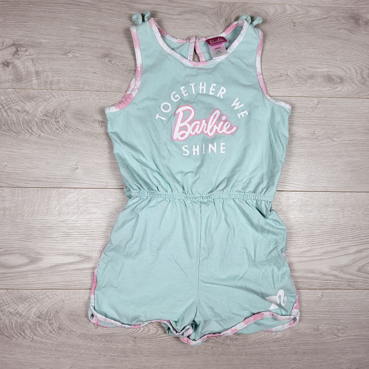 Turquoise Barbie romper. Size 10