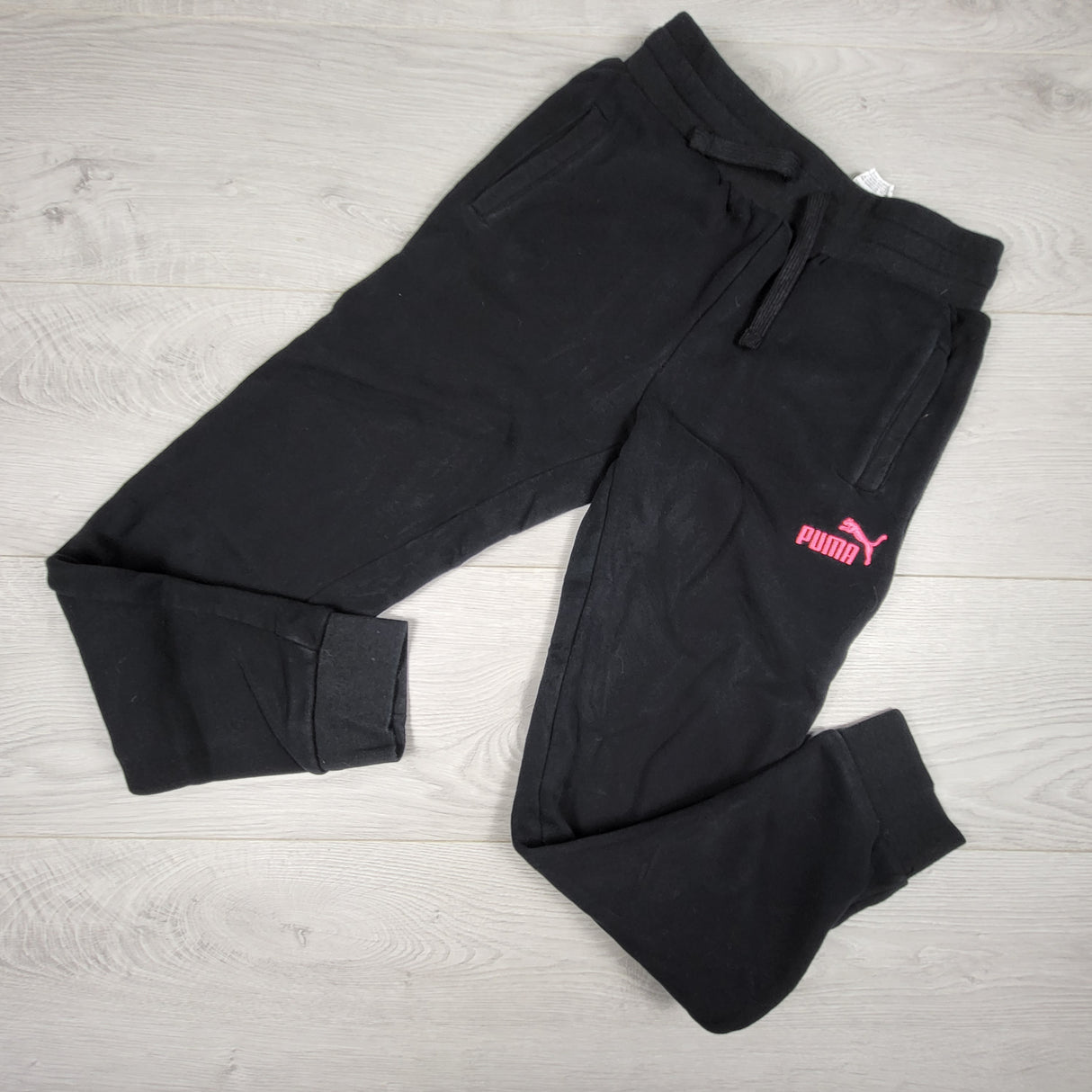 Puma black cotton joggers. Size 10/12
