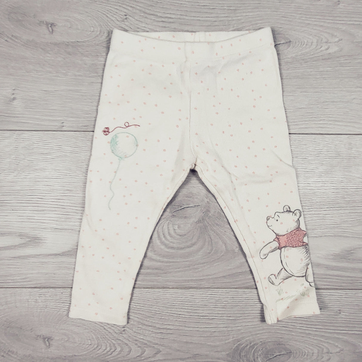 Disney Baby ribbed polka dot Winnie the Pooh leggings. Size 9-12 months