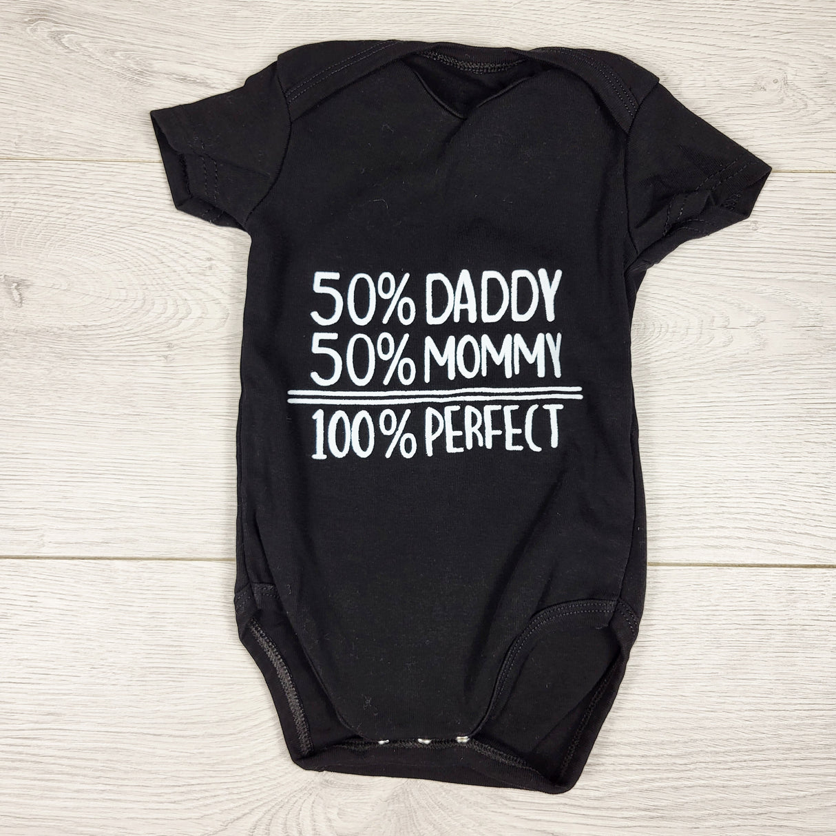 Black "100% Perfect" bodysuit. Size 0-3 months