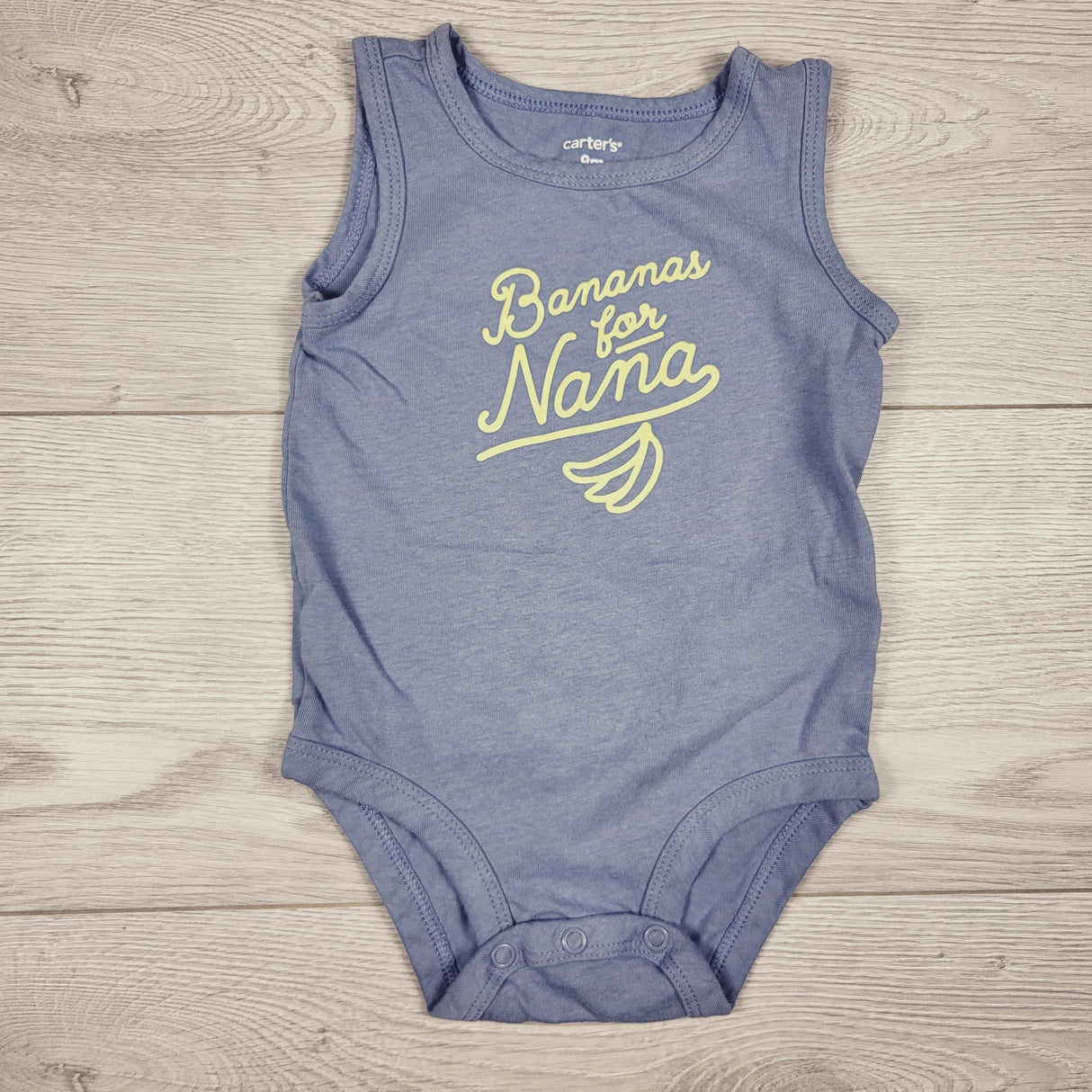 Carters blue "Bananas For Nana" tank bodysuit. Size 6 months