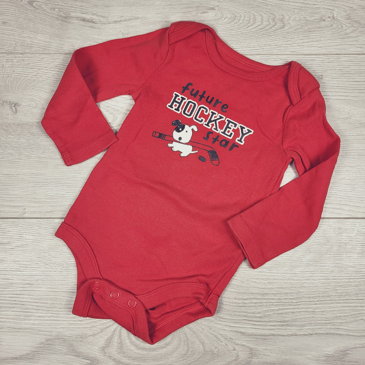 Joe red "Future Hockey Star" bodysuit. Size 3-6 months