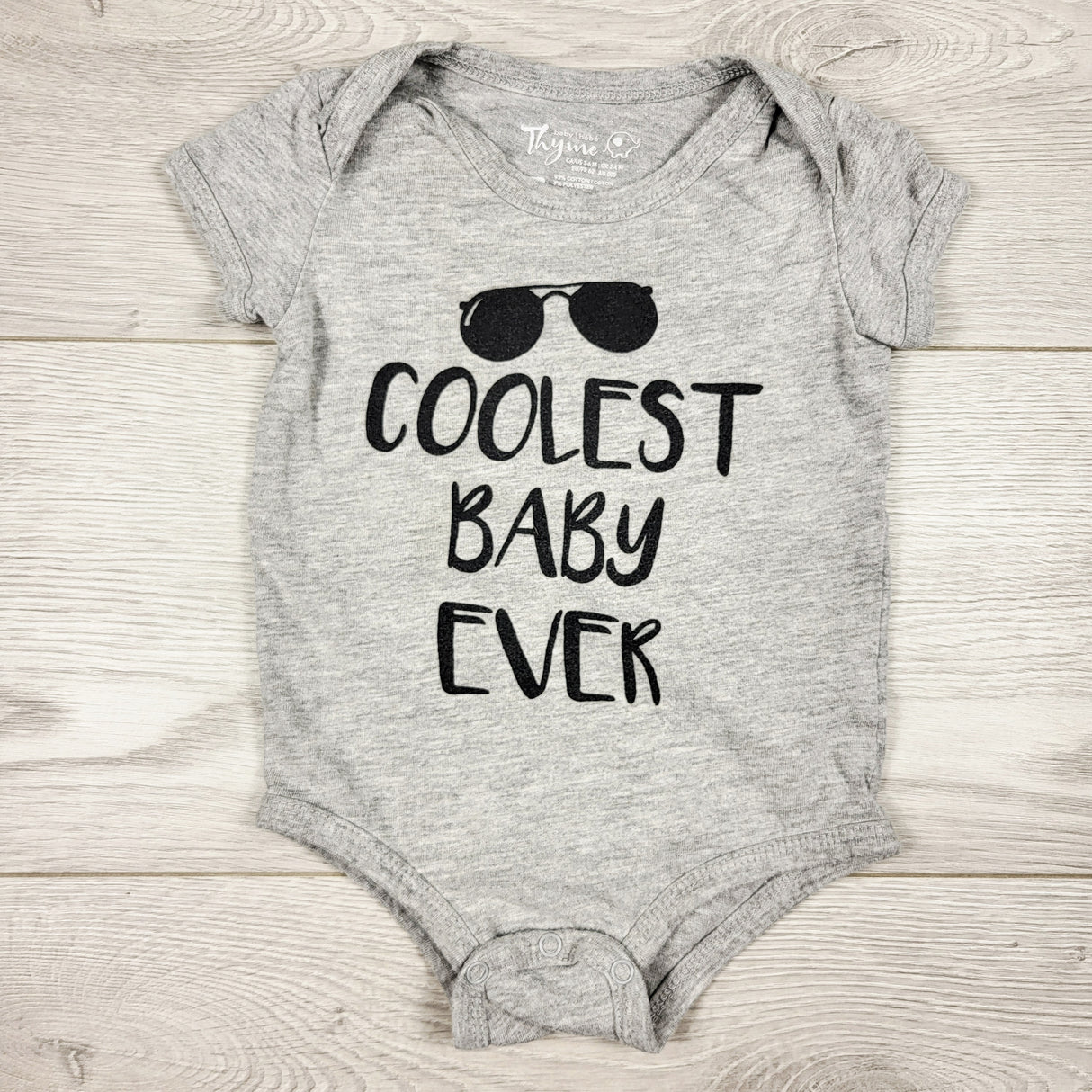 Thyme Maternity grey "Coolest Baby Ever" bodysuit. Size 3-6 months