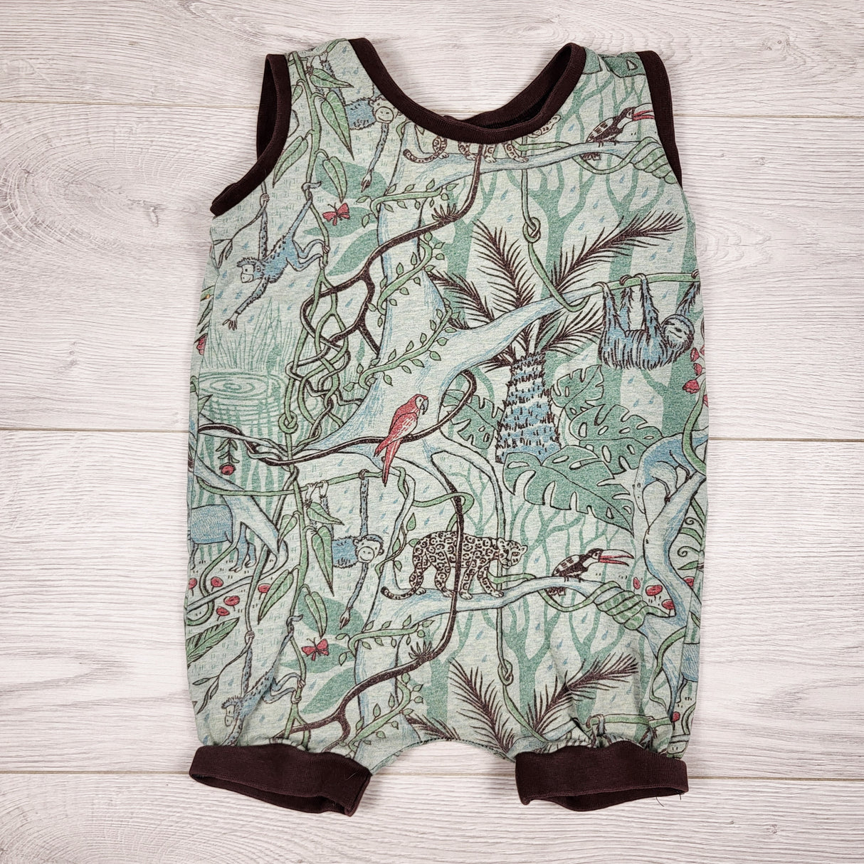 Handmade tank romper with jungle theme. Approx 6-12 months