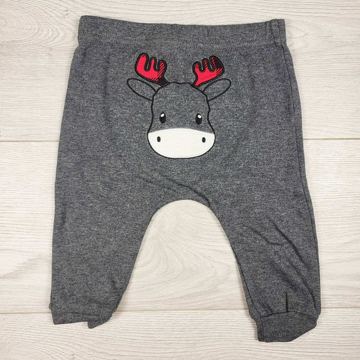 Canadiana grey pants with moose bum. Size 6-9 months