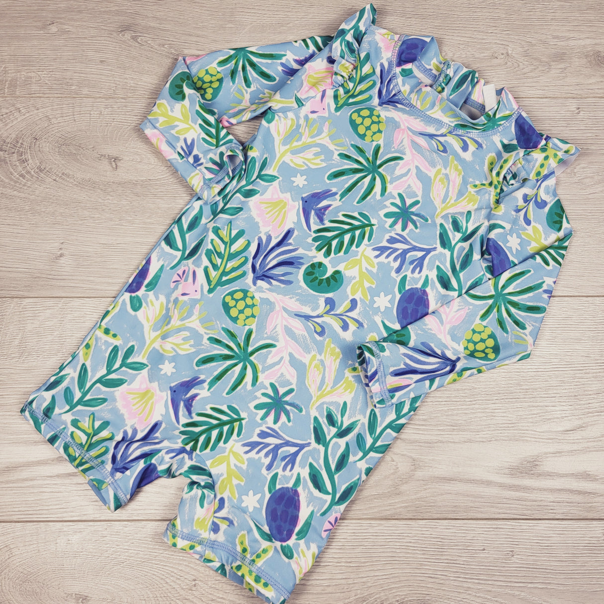 Joe blue floral print one piece rash guard. Size 18-24 months