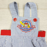 Vintage pin striped "Most Valuable Bear" overalls. Size 0-3 months