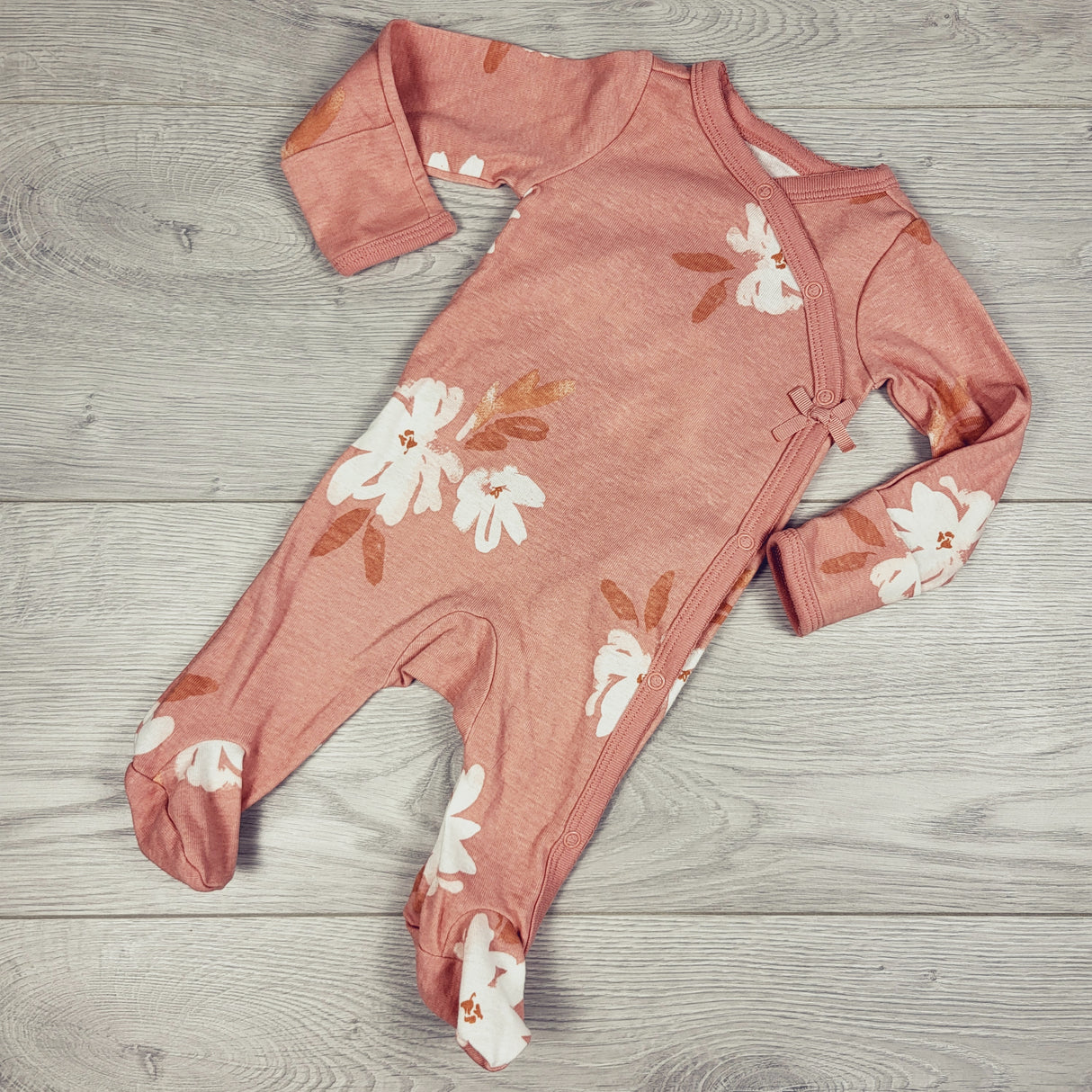 Carters pink floral print sleeper. Newborn size