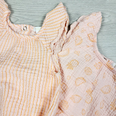 Tahari pair of muslin cotton bubble rompers. Size 0-3 months