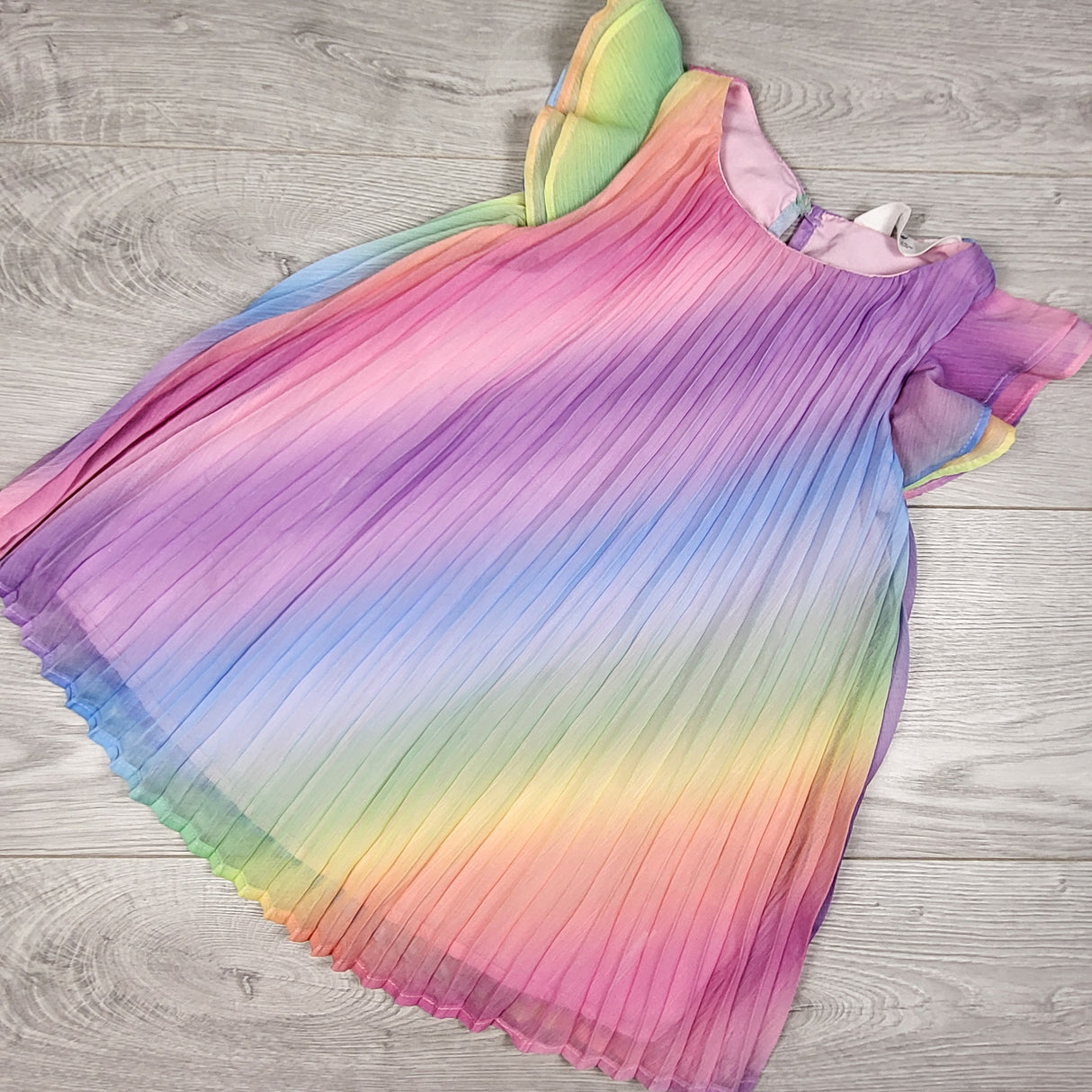 H and M rainbow pleated chiffon dress. Size 18-24 months