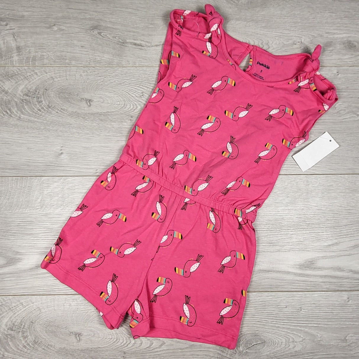 NEW - Pekkle pink toucan print romper. Size 3T