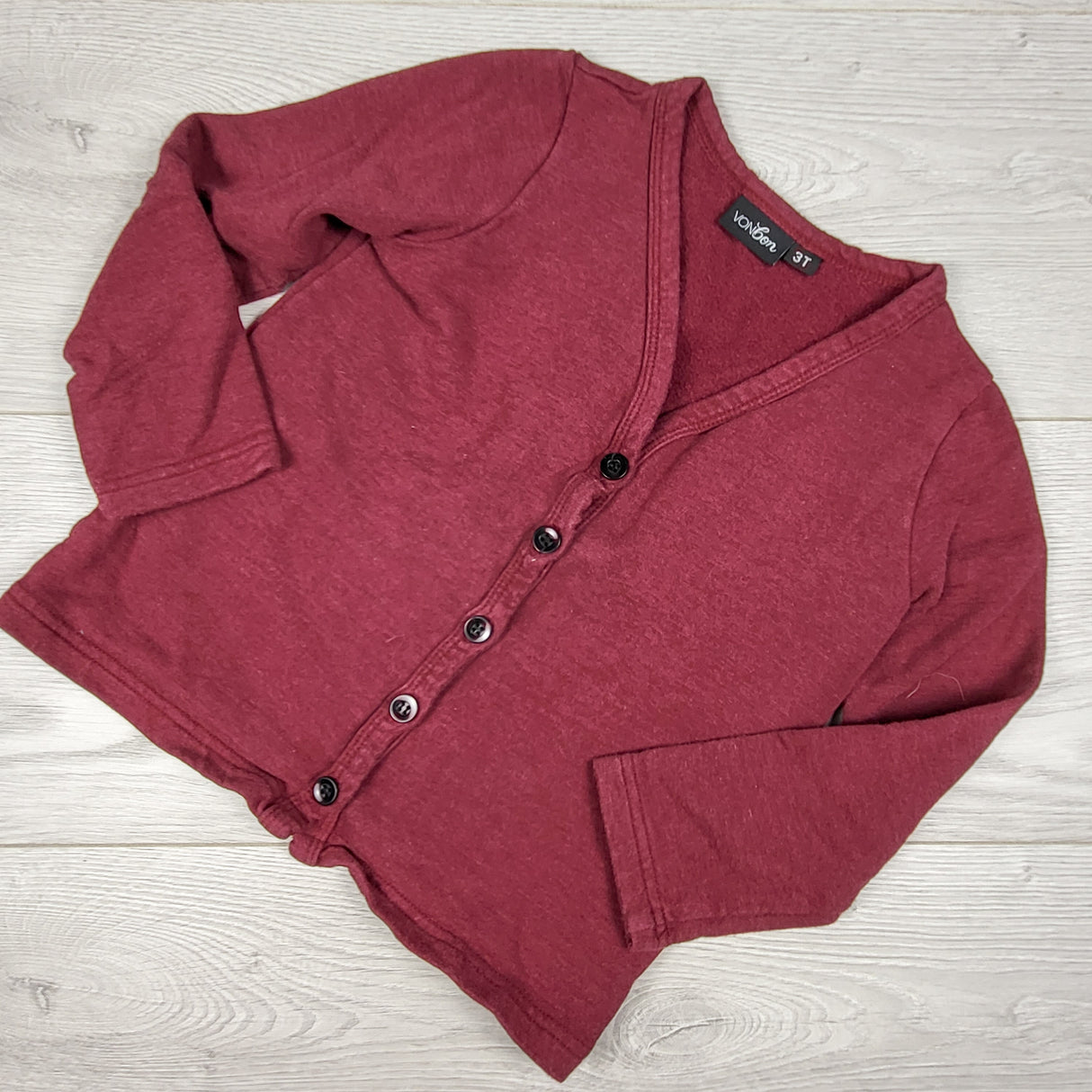 VonBon burgundy button down bamboo blend cardigan. Size 3T