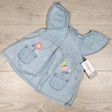 NEW - Carters denim look top with flowers. Size 6 months
