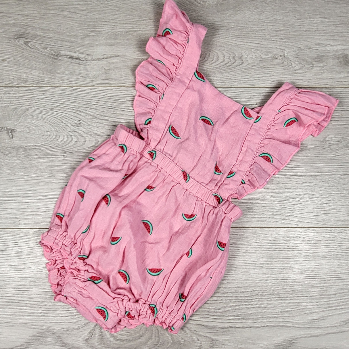 Old Navy pink watermelon print bubble romper. Size 6-12 months