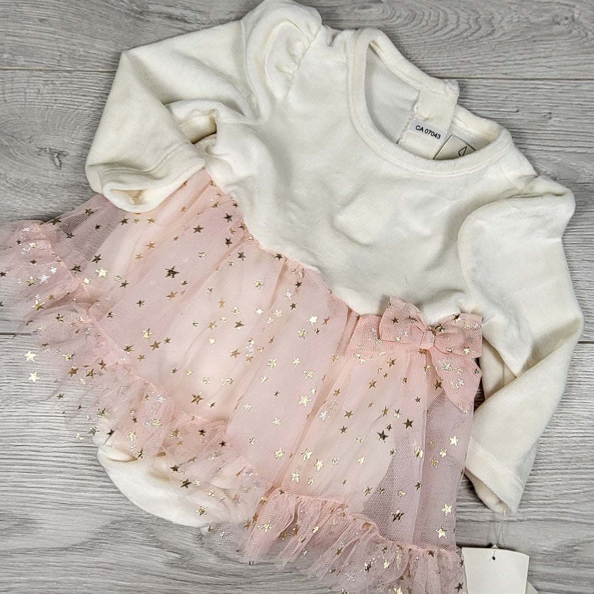 NEW - Joie velour and tulle star print romper dress. Size 6-9 months