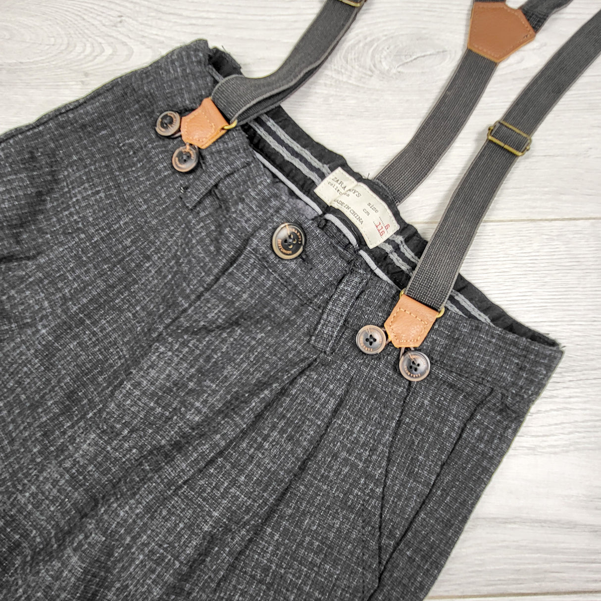 Zara charcoal dress pants with suspenders. Size 6