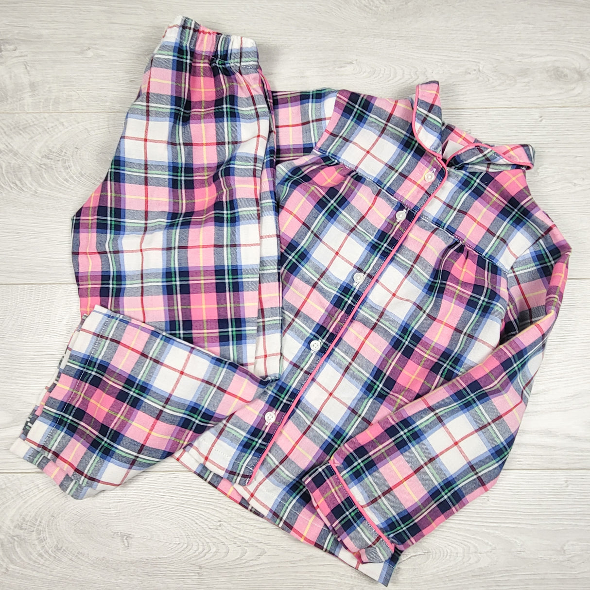 Gap pink plaid button down 2pc PJs. Size 5T
