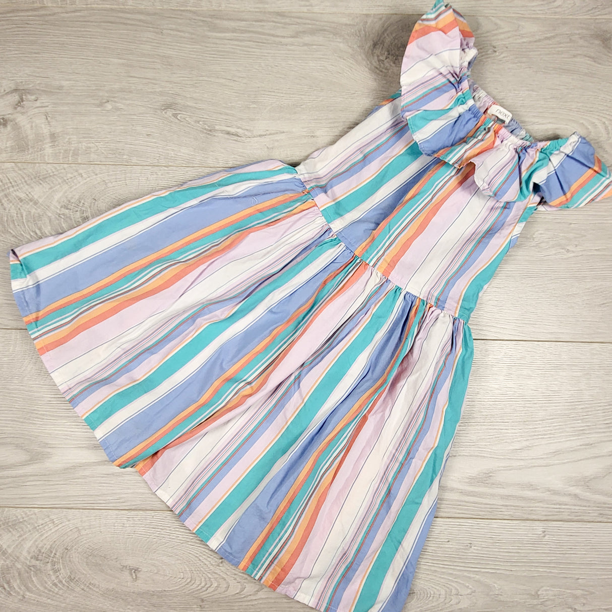 Next striped dress with ruffle. Size 5T