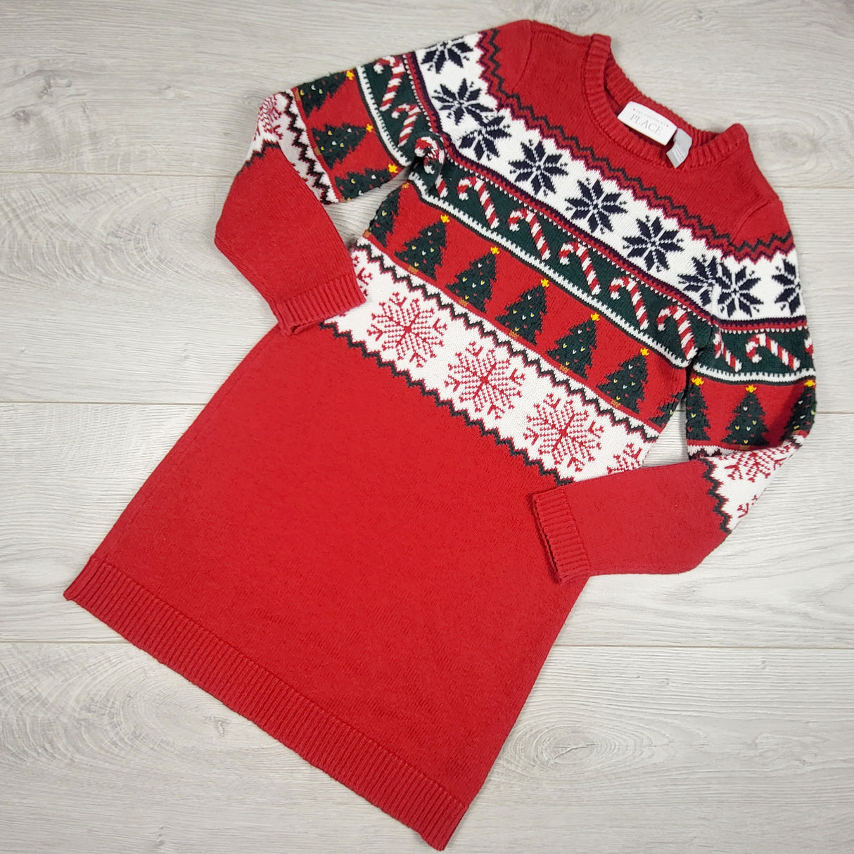 Children's Place red Christmas theme sweater dress. Size 5T