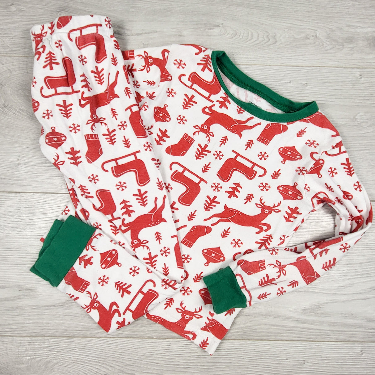 Carters white and red 2pc Christmas PJs. Size 5T
