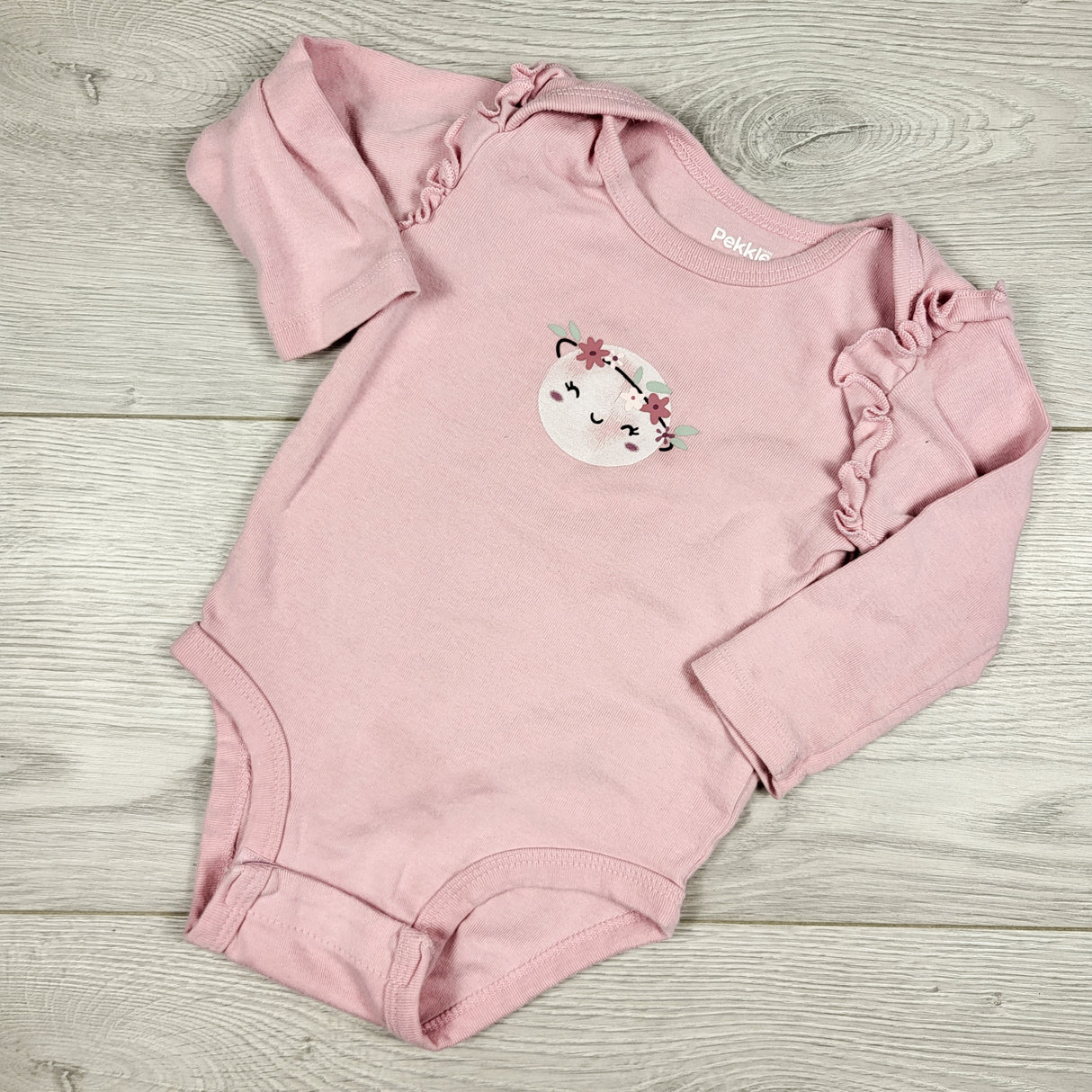 Pekkle pink long sleeve bodysuit with planet. Size 6 months