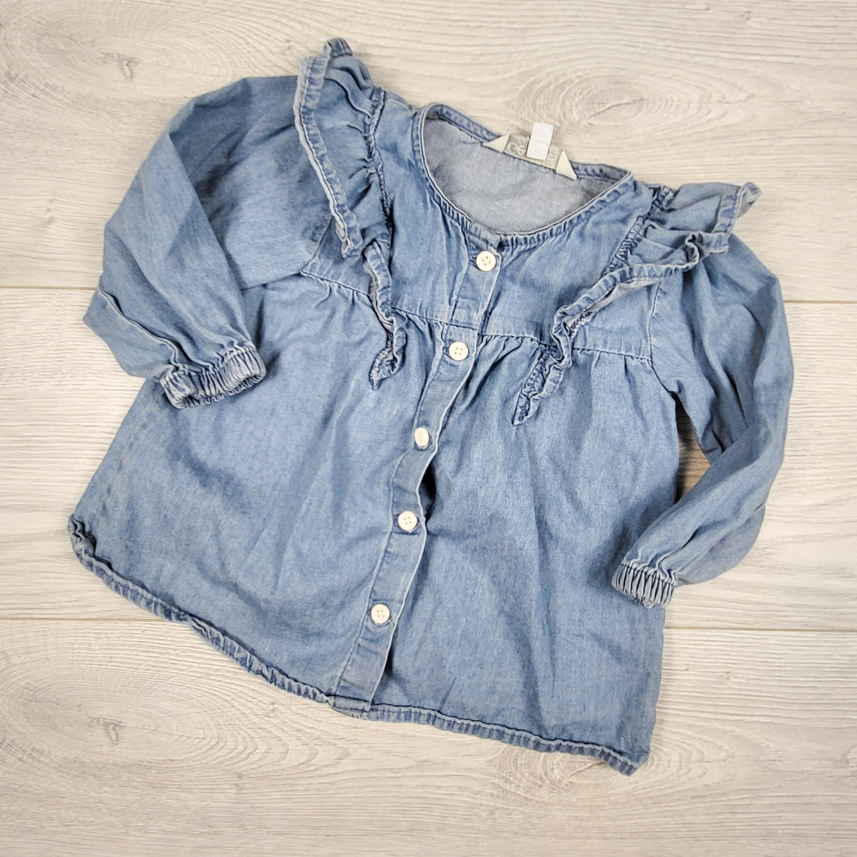 George denim look top with ruffle. Size 6-12 months