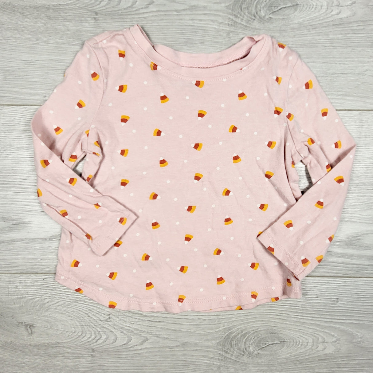 Old Navy pink long sleeve top with candy corn. Size 12-18 months