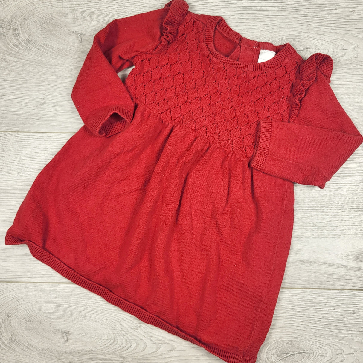 Carters red knit dress with ruffles. Size 9 months