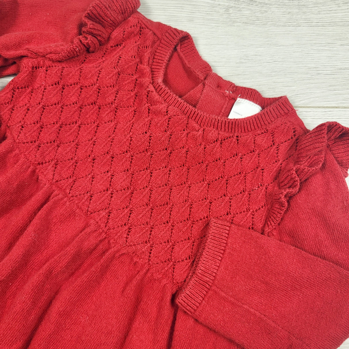 Carters red knit dress with ruffles. Size 9 months