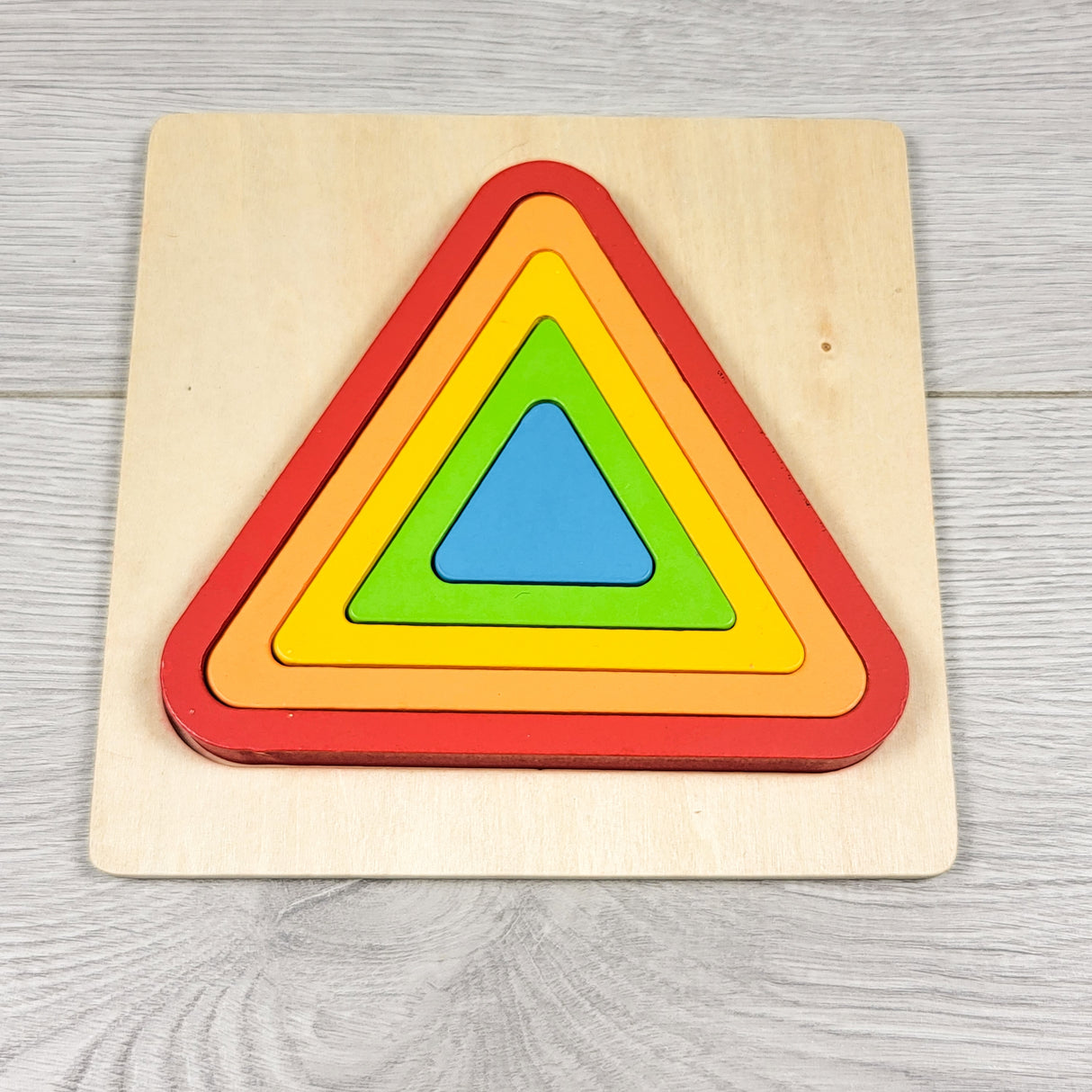 Wooden Nested Rainbow Triangle Puzzle