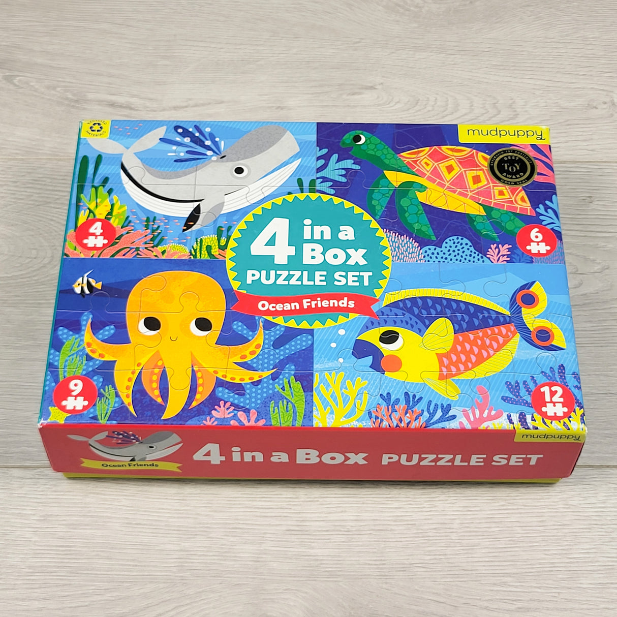 Mudpuppy Ocean Friends 4-in-a-Box Puzzle Set
