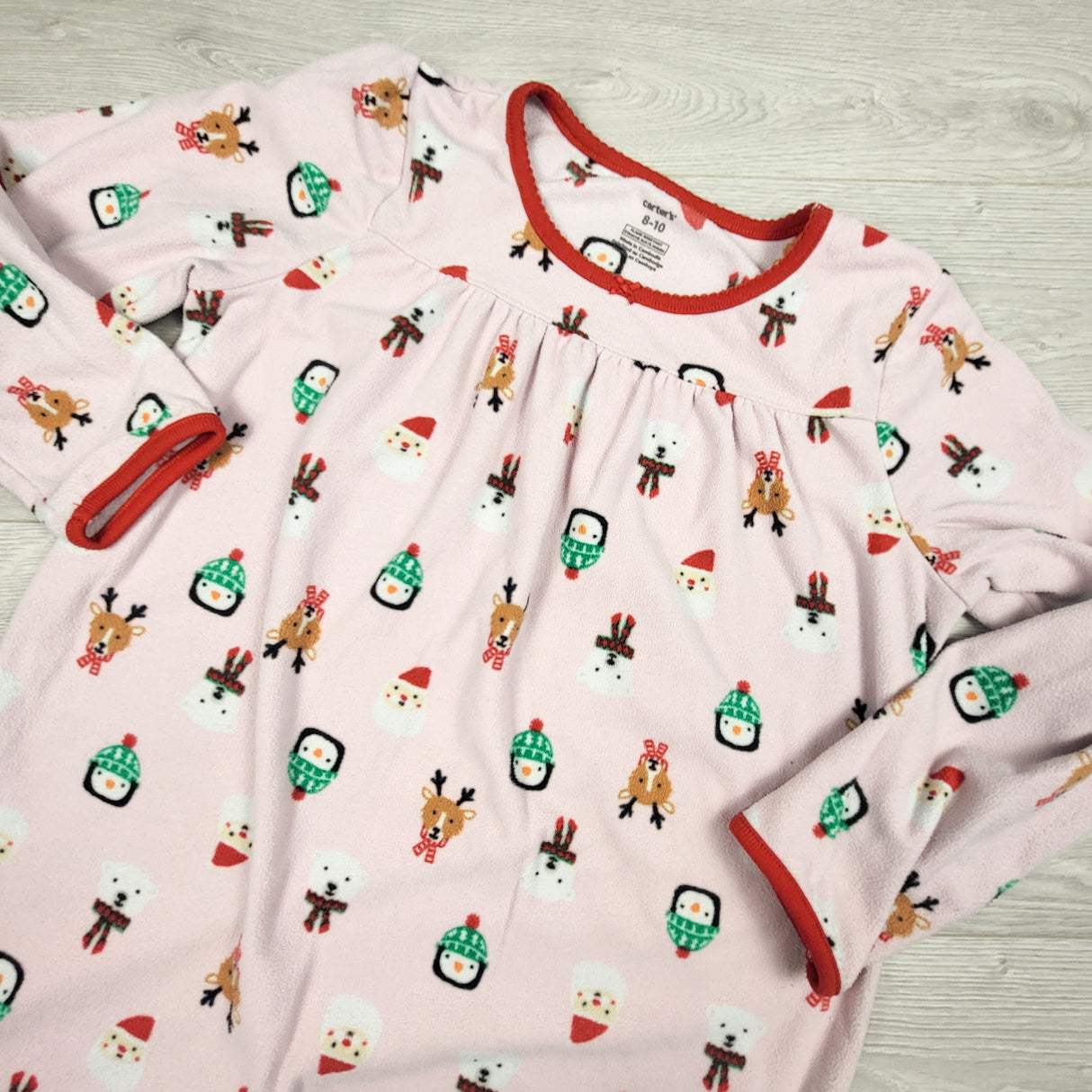 Carters pink Christmas themed fleece night gown. Size 8-10 Years