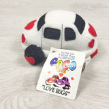 NEW - Vintage Love Bugs plush car toy - moves when you pull string