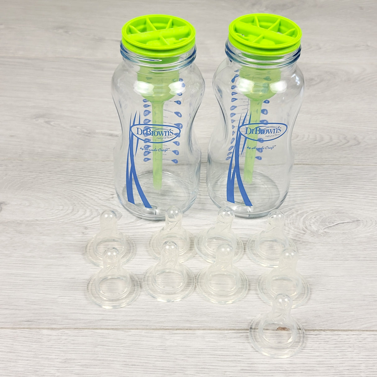 Pair of Dr. Browns wide neck glass bottles