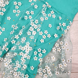 NWOT - Teddy Little Apparel teal romper with floral skirting. Size 4T