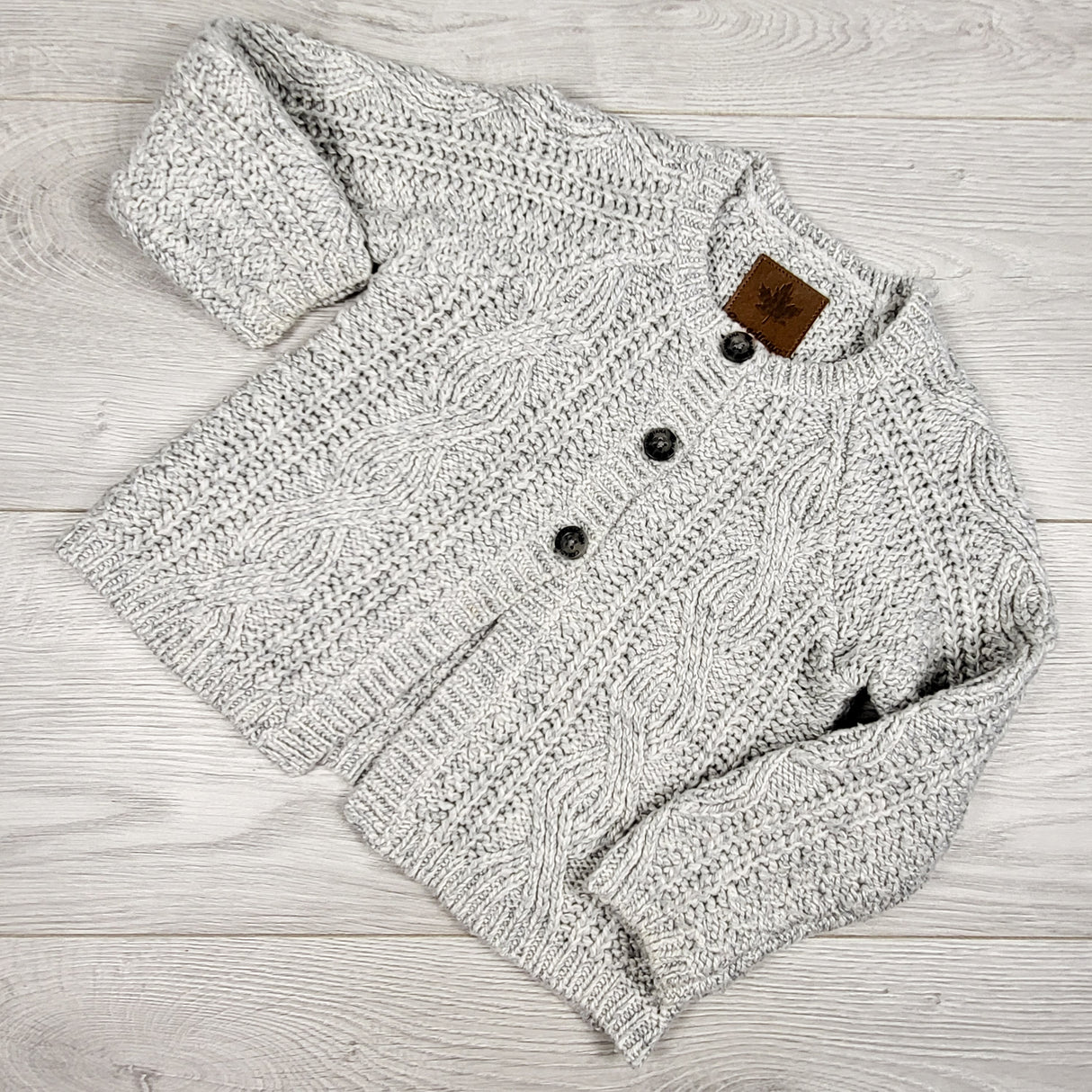 Canadiana grey cable knit sweater. Size 2T