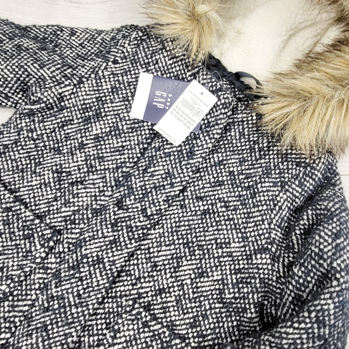 NEW - Gap herringbone peacoat park. Size 18-24 months